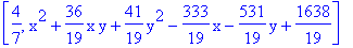 [4/7, x^2+36/19*x*y+41/19*y^2-333/19*x-531/19*y+1638/19]